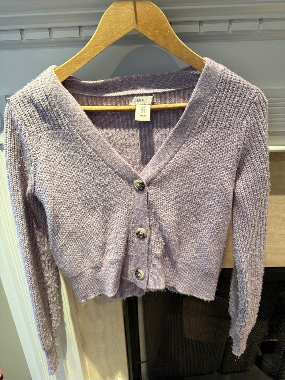 Sincerly Jules Soft Lavender Button-Front V-Neck Cardigan